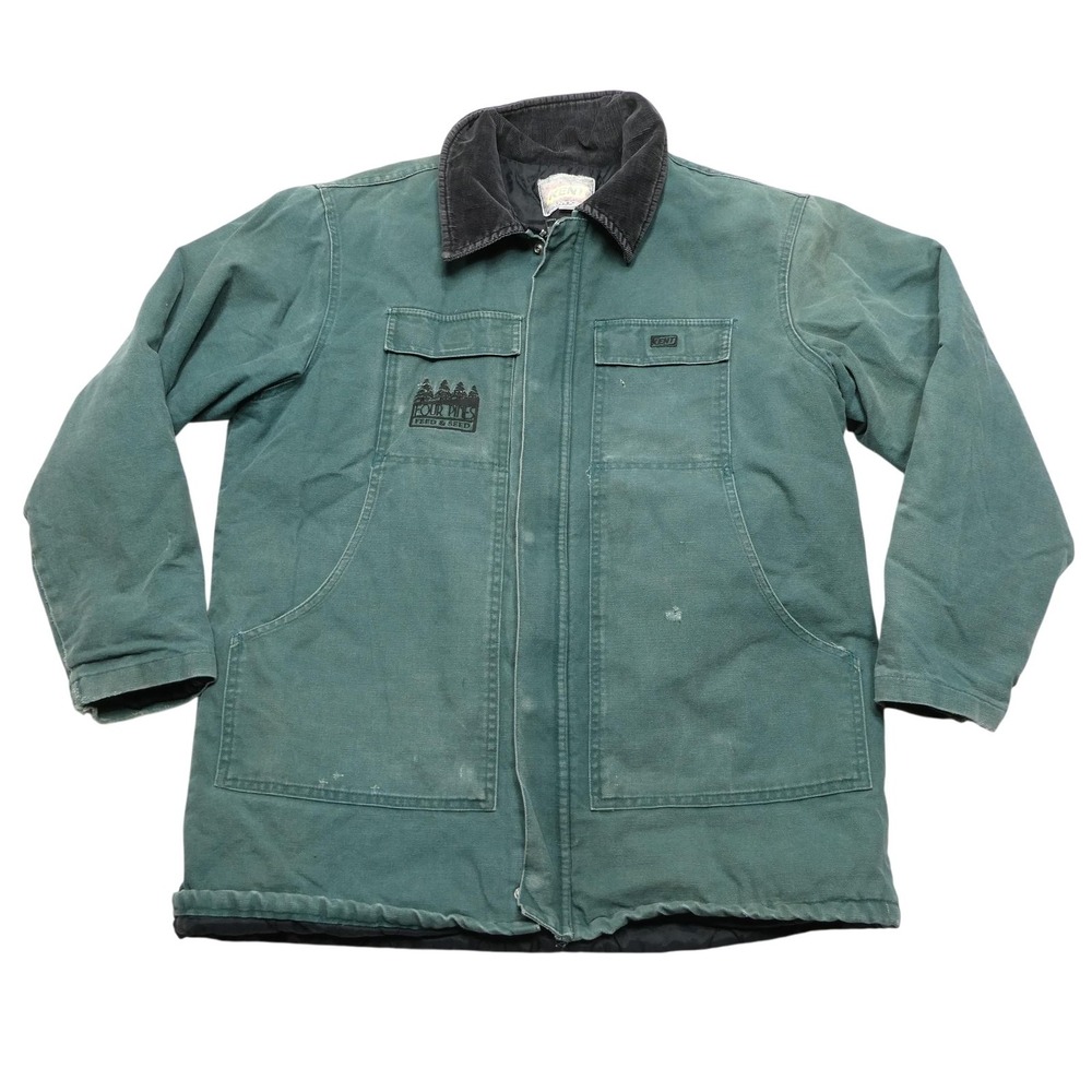 Vintage Kent Swingster Jacket Mens XLT Green Canvas Chore Corduroy Collar‎ 90s